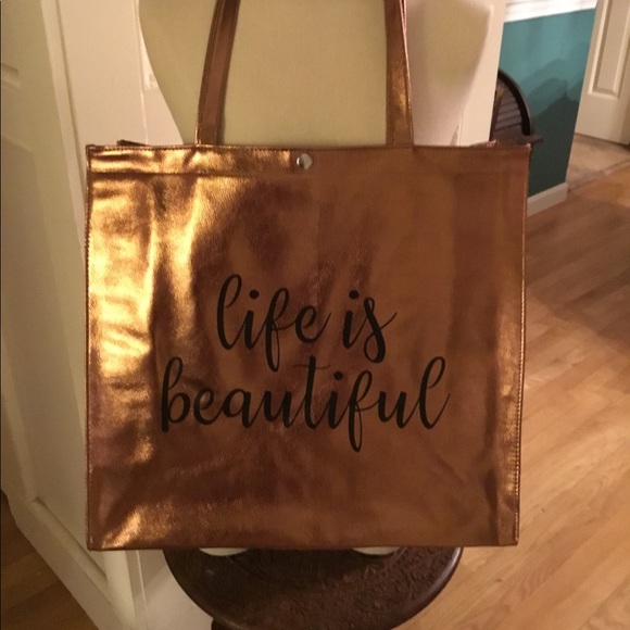 HOLD ROSEgold “ Life is Beautiful”tote bag - Picture 2 of 8